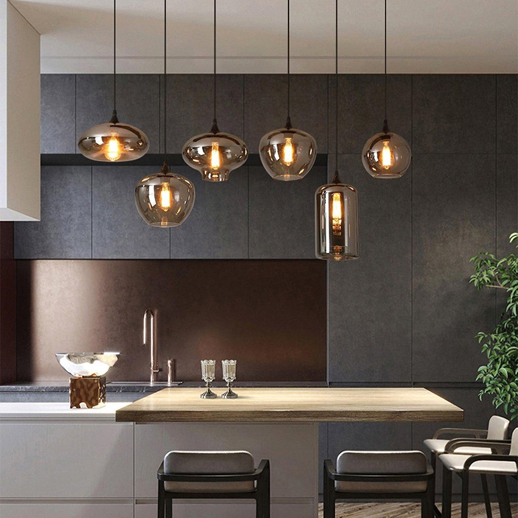 June minimalistische fles glazen hanglamp smoke grijs | Fioriscas