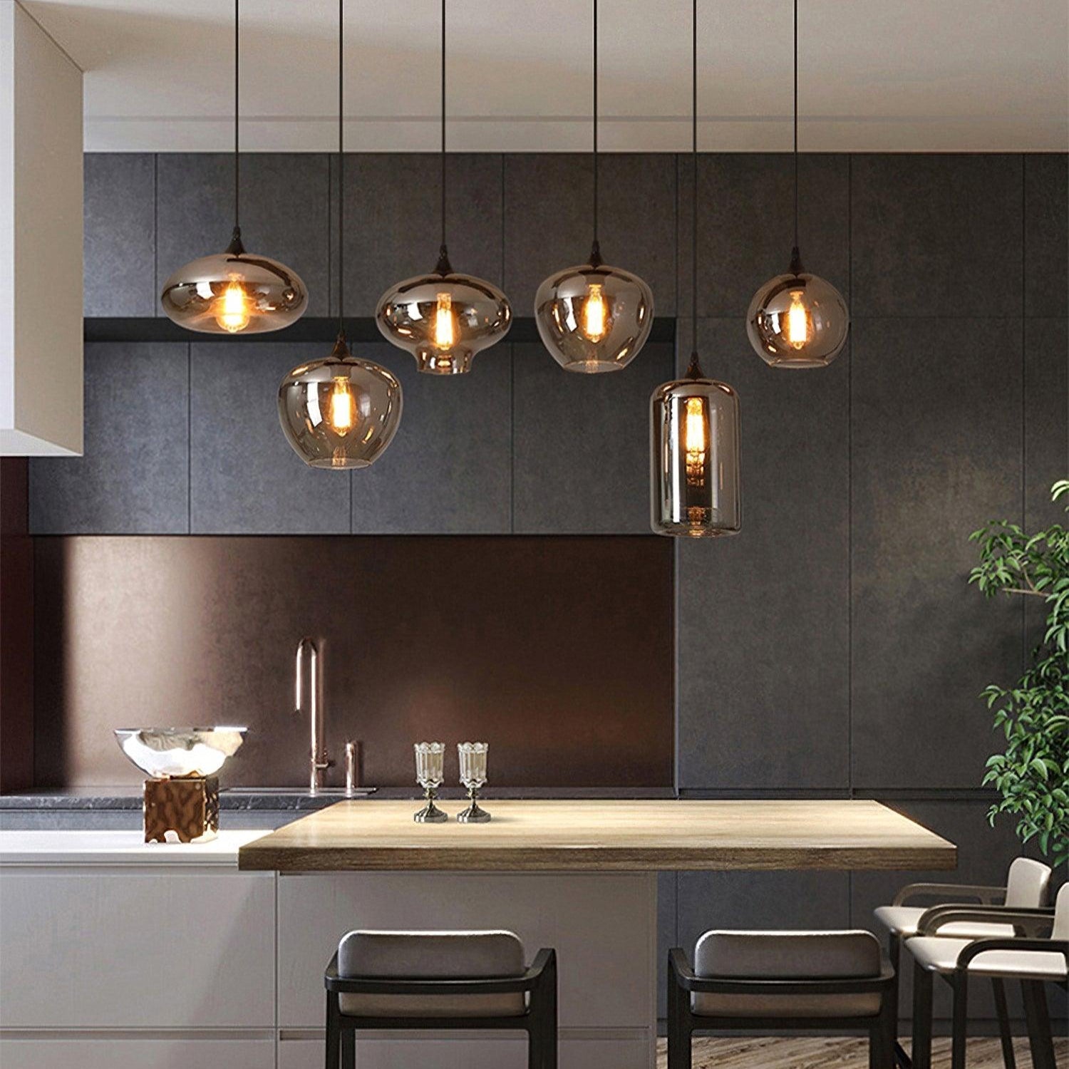 June minimalistische fles glazen hanglamp smoke grijs | Fioriscas