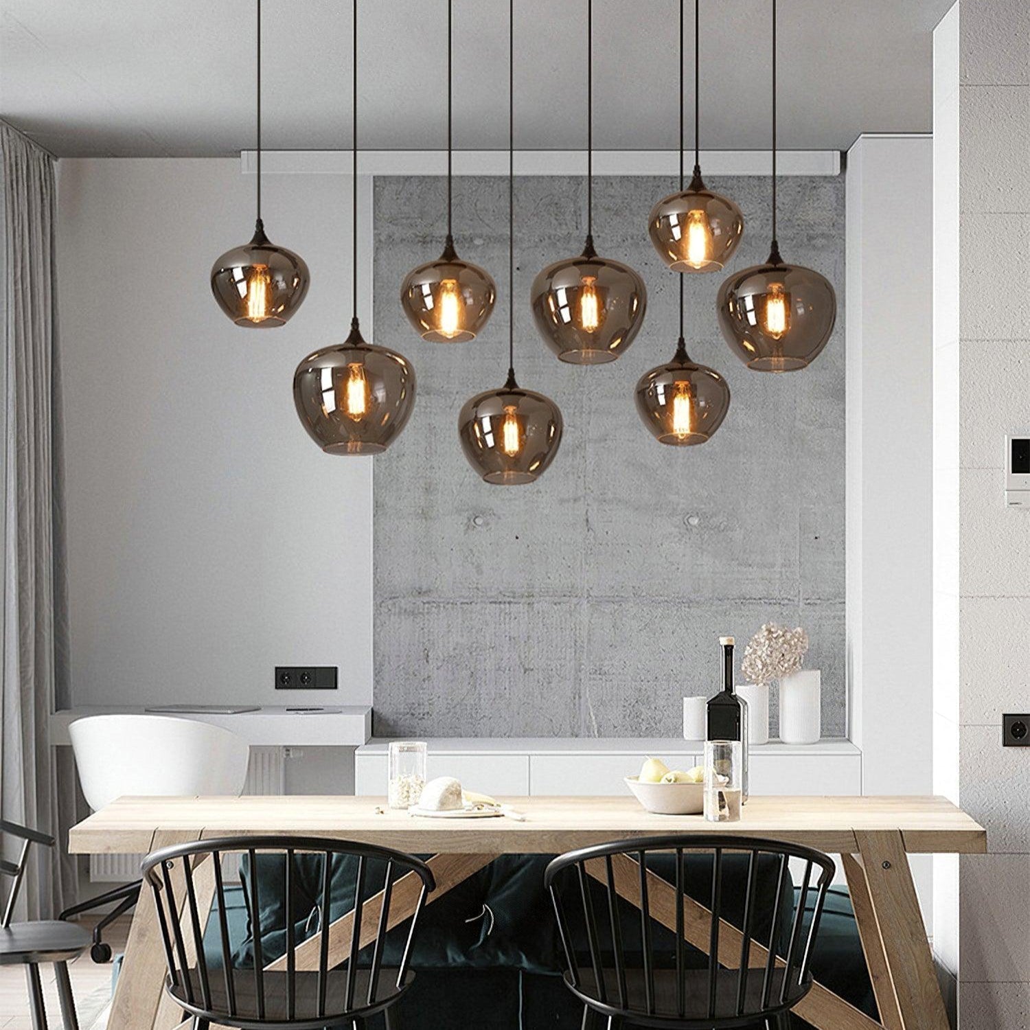 June minimalistische fles glazen hanglamp smoke grijs | Fioriscas