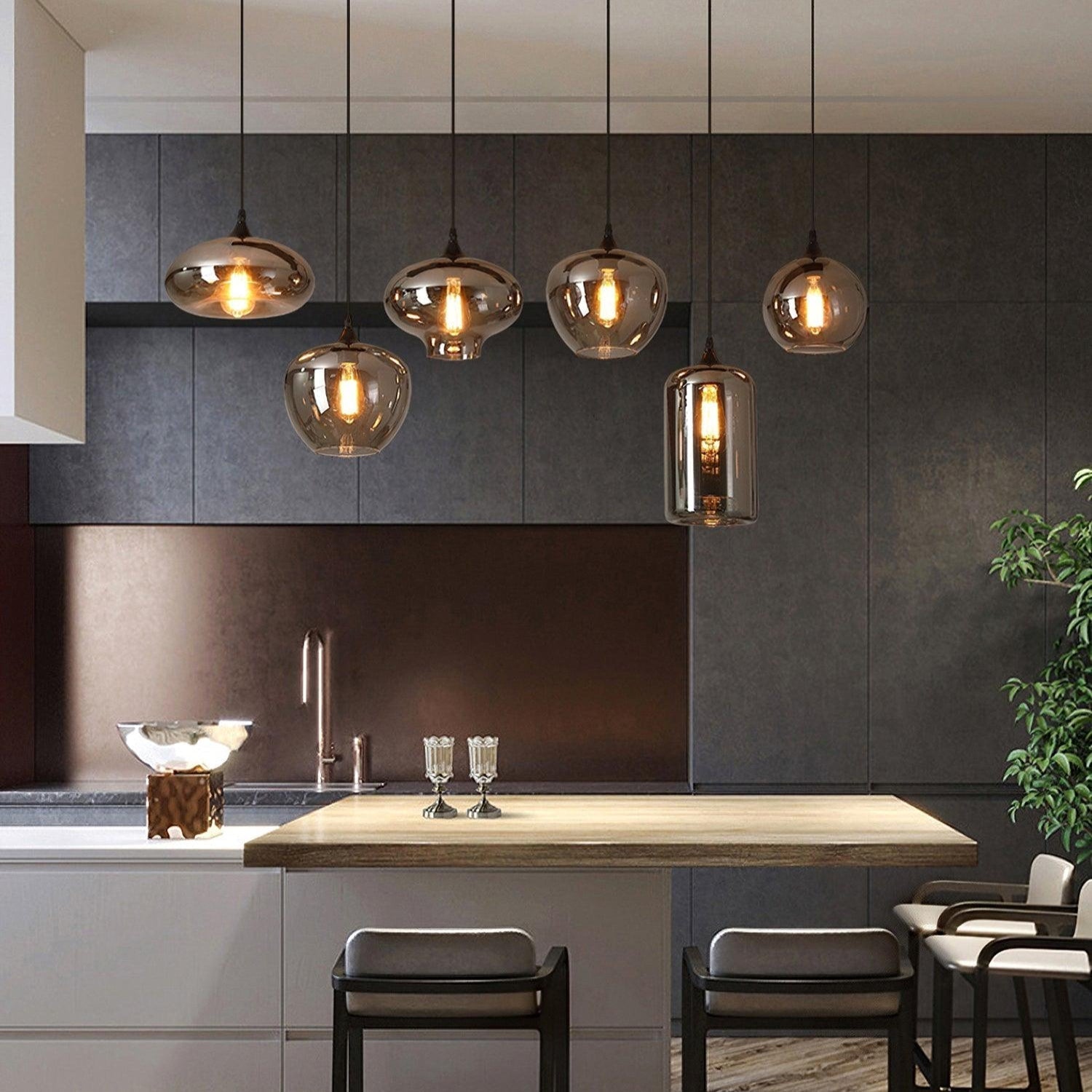 June minimalistische fles glazen hanglamp smoke grijs | Fioriscas