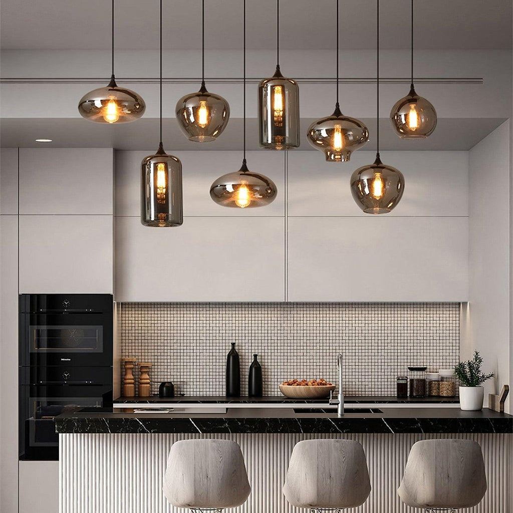 June minimalistische fles glazen hanglamp smoke grijs | Fioriscas