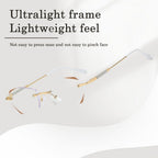 Reading Glasses With Blue Light Filter, Aurena Diamond Rimless Design