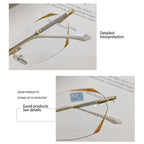 Reading Glasses With Blue Light Filter, Aurena Diamond Rimless Design