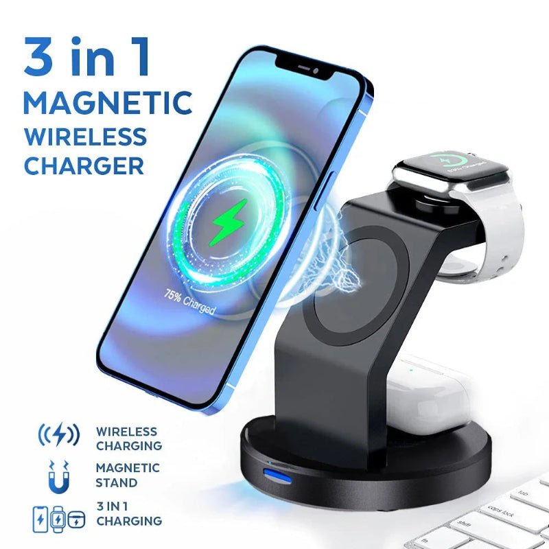 3-in-1 Magnetic Charging Station for iPhone, Watch & AirPods - Fioriscas