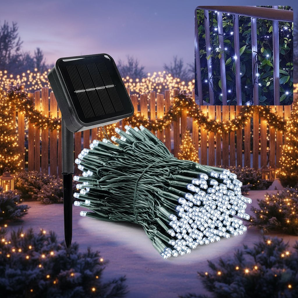 Solar LED Garland with 300 Lights, 8 Modes, IP65 Weatherproof - Fioriscas