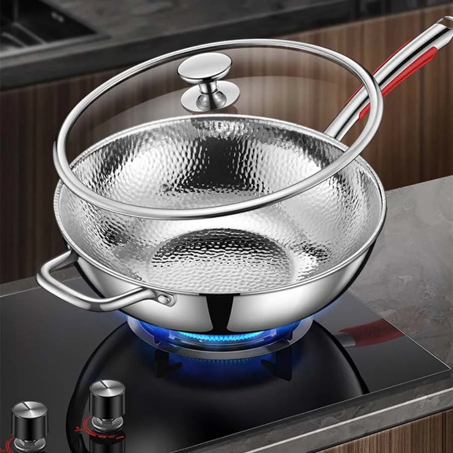 Titanový wok pro indukční varné desky s kulatým dnem