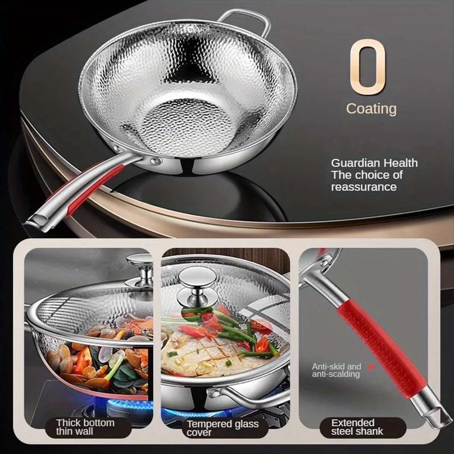 Titanový wok pro indukční varné desky s kulatým dnem