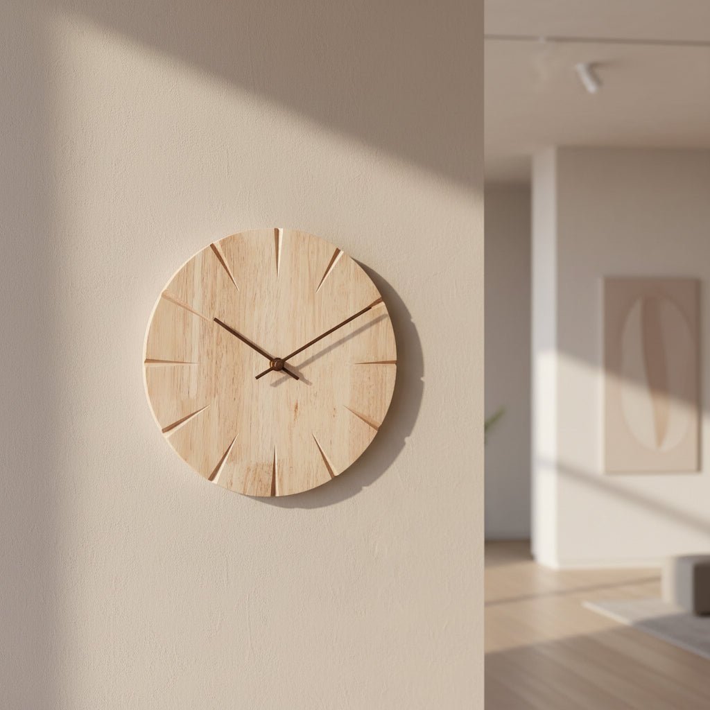 Élégante horloge murale en bois massif avec mécanisme à pendule - Fioriscas