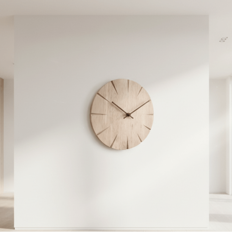 Élégante horloge murale en bois massif avec mécanisme à pendule - Fioriscas