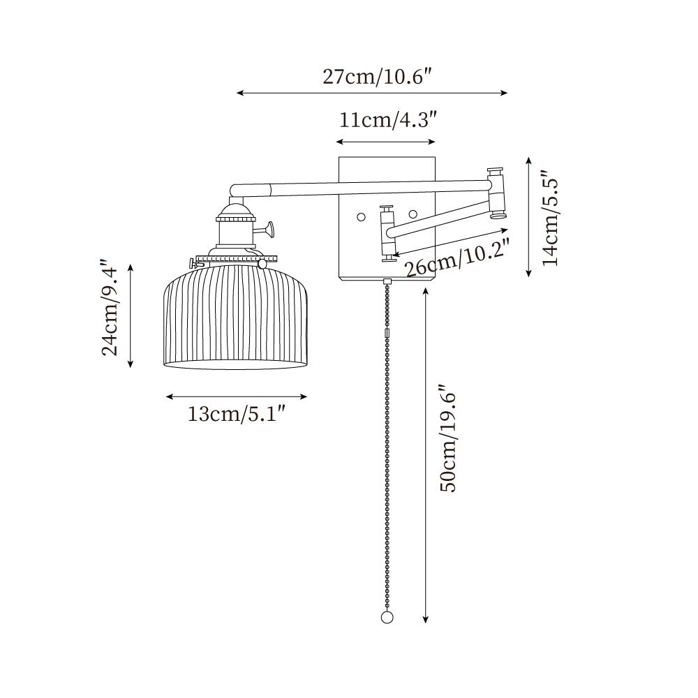 Artistieke Walnoot Messing Wandlamp Verstelbare Arm Vintage | Fioriscas