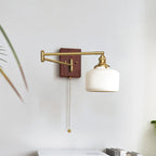 Artistieke Walnoot Messing Wandlamp Verstelbare Arm Vintage | Fioriscas