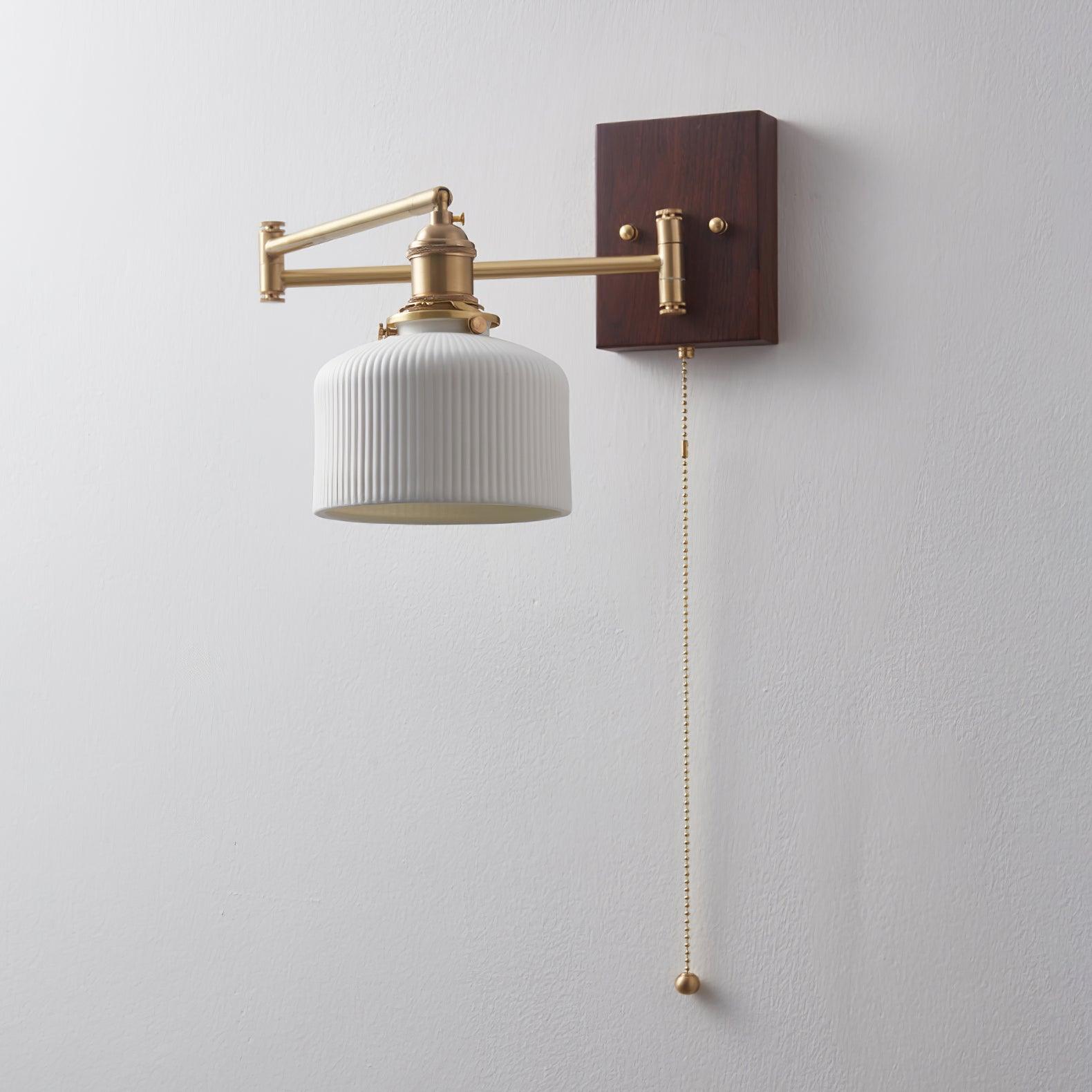 Artistieke Walnoot Messing Wandlamp Verstelbare Arm Vintage | Fioriscas