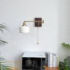 Artistieke Walnoot Messing Wandlamp Verstelbare Arm Vintage | Fioriscas