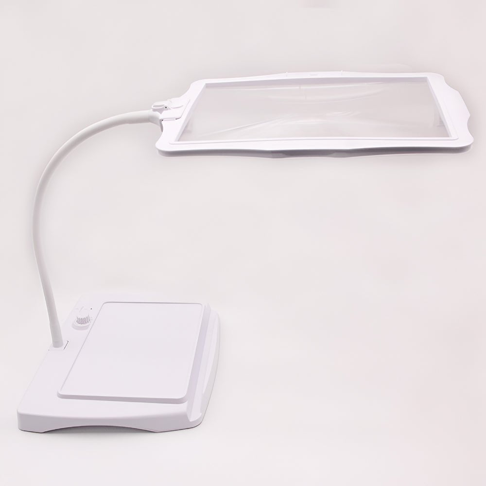 Full-Page Magnifying Floor Lamp With 3x LED Lens And Gooseneck Arm