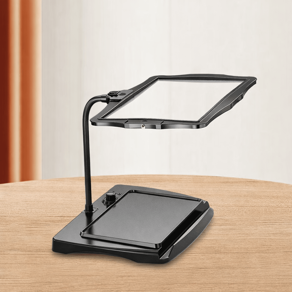 Full-Page Magnifying Floor Lamp With 3x LED Lens And Gooseneck Arm