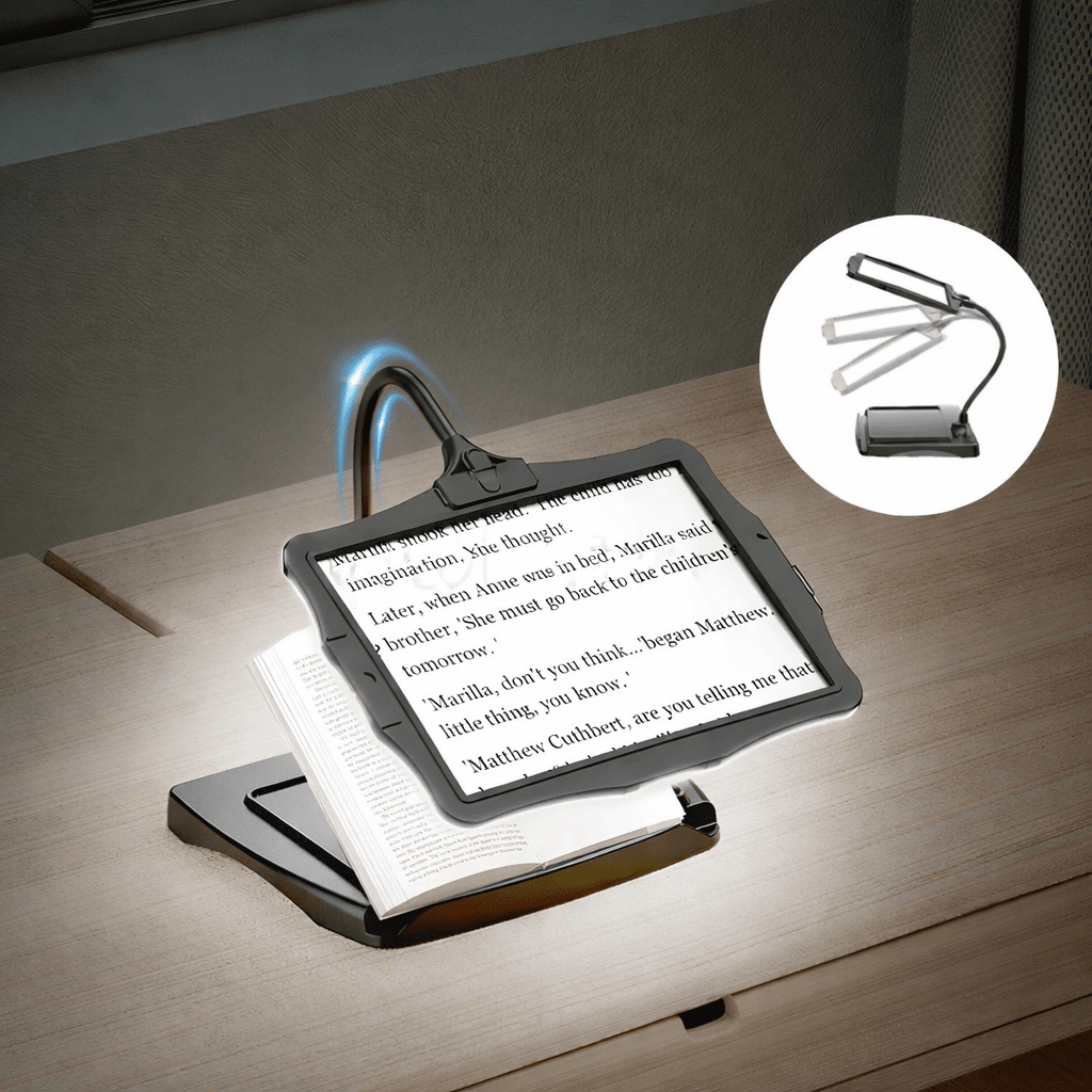 Full-Page Magnifying Floor Lamp With 3x LED Lens And Gooseneck Arm