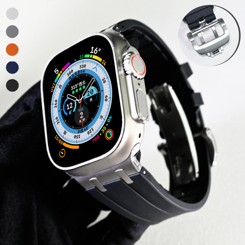 Novara Silicone Apple Watch Band With Titanium Adapter & Butterfly Clasp