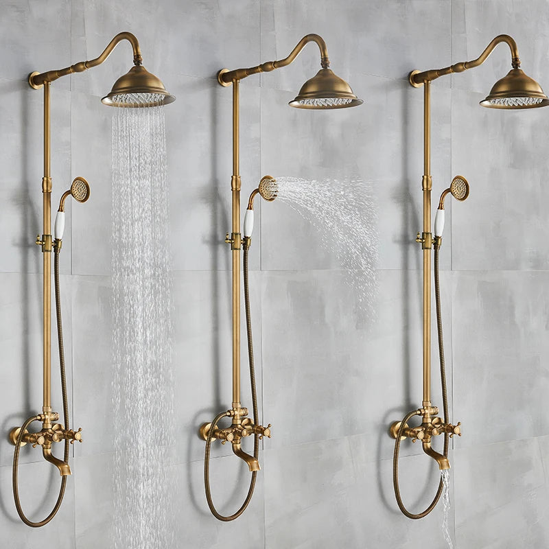 Marlen In-Wall Shower System, Antique Brass Finish, Thermostatic Valve