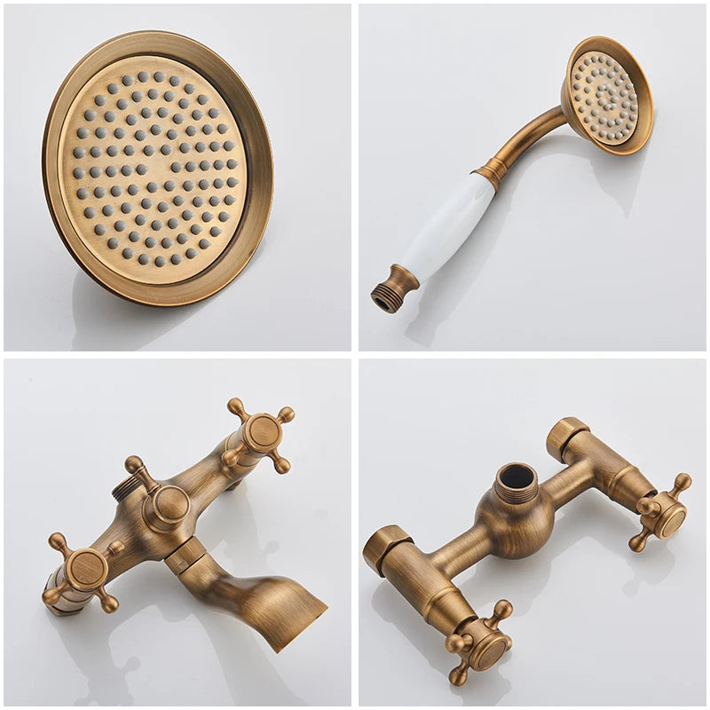 Marlen In-Wall Shower System, Antique Brass Finish, Thermostatic Valve