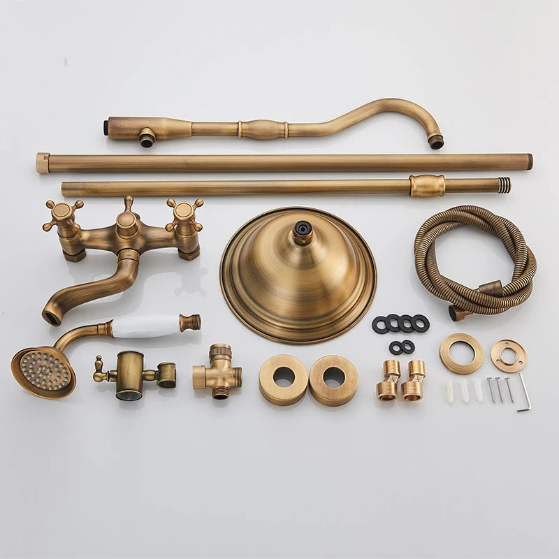 Marlen In-Wall Shower System, Antique Brass Finish, Thermostatic Valve