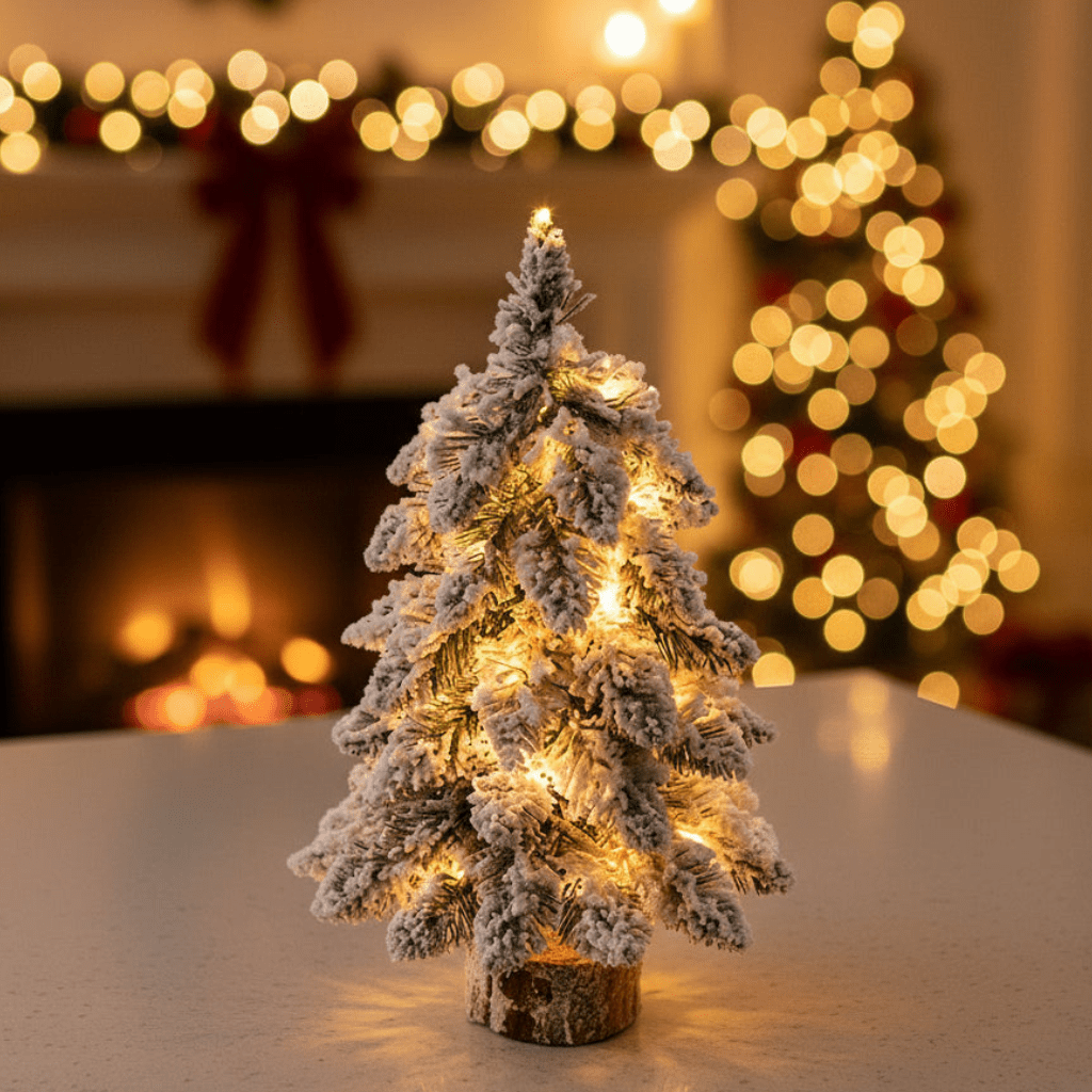 霜のような雪の効果が楽しめる45cm LEDクリスマスツリー - Fioriscas