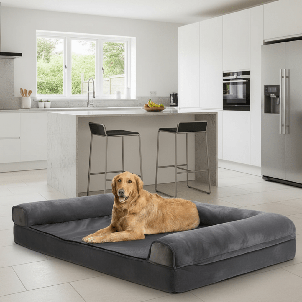 Cuccia ortopedica per cani in memory foam con copertura idrorepellente e comfort morbido - Fioriscas