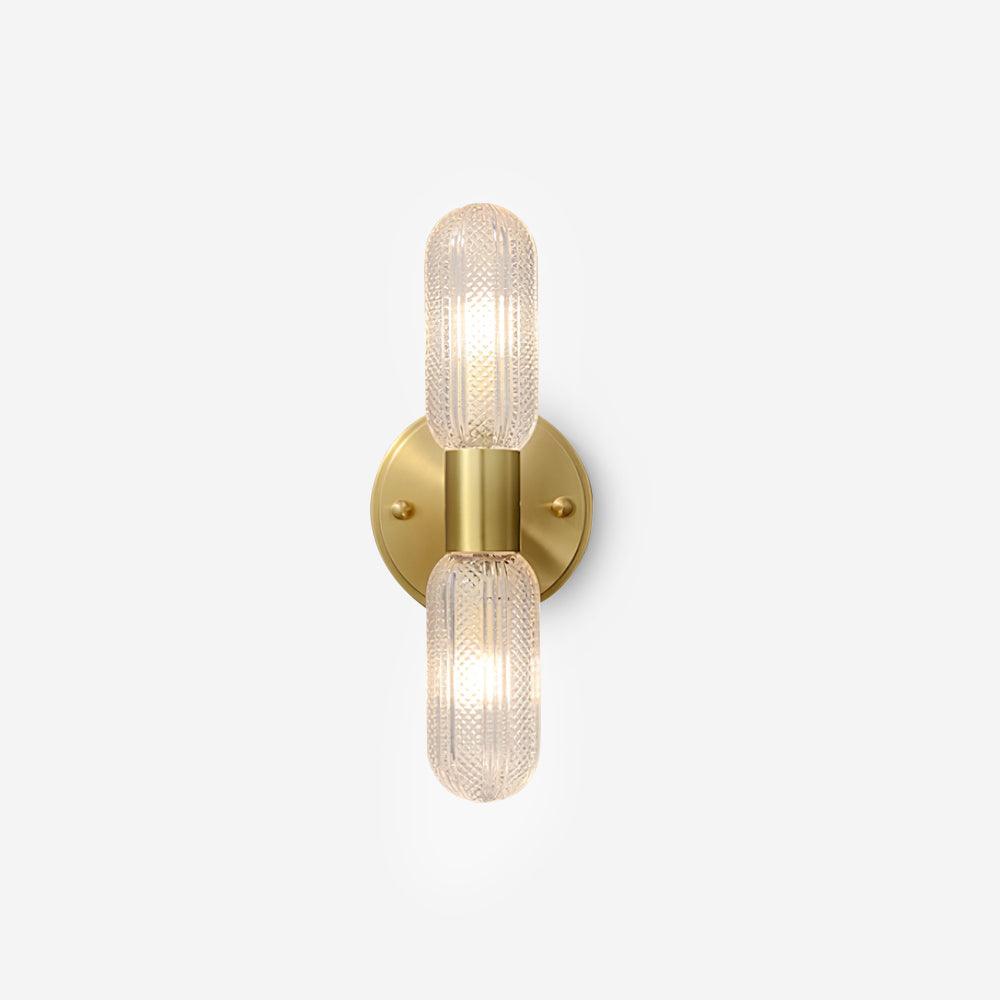 Evania Messing- und strukturiertes Glas Doppel-Wandleuchte | Fioriscas