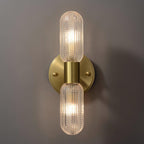 Evania Messing- und strukturiertes Glas Doppel-Wandleuchte | Fioriscas