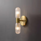 Evania Messing- und strukturiertes Glas Doppel-Wandleuchte | Fioriscas