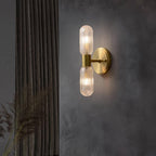 Evania Messing- und strukturiertes Glas Doppel-Wandleuchte | Fioriscas