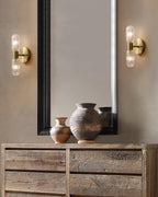 Evania Messing- und strukturiertes Glas Doppel-Wandleuchte | Fioriscas