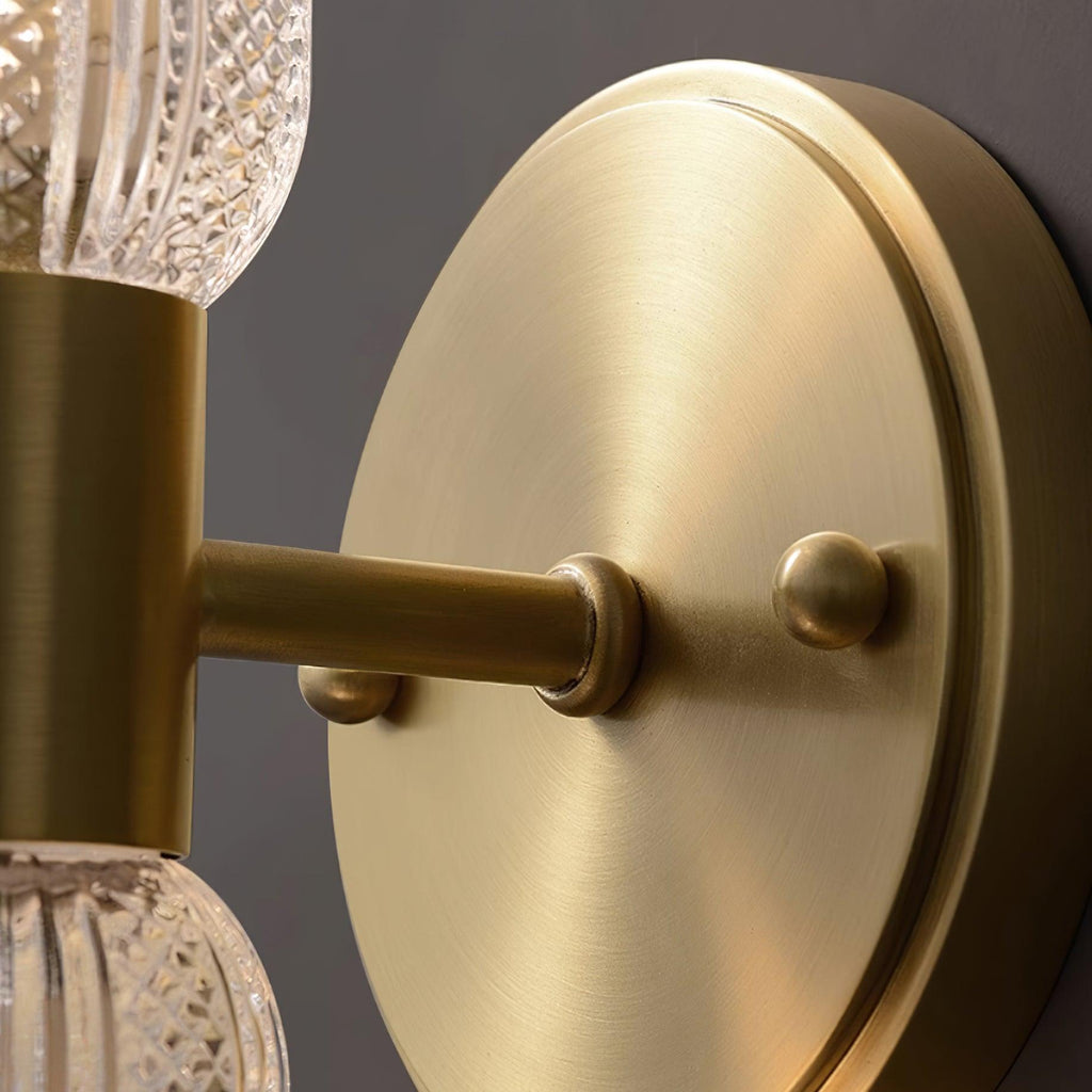 Evania Messing- und strukturiertes Glas Doppel-Wandleuchte | Fioriscas