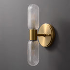 Evania Messing- und strukturiertes Glas Doppel-Wandleuchte | Fioriscas