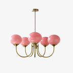 Alora Glass Chandelier, Pale Pink Shades, Copper or Chrome, 3 or 5 Lights