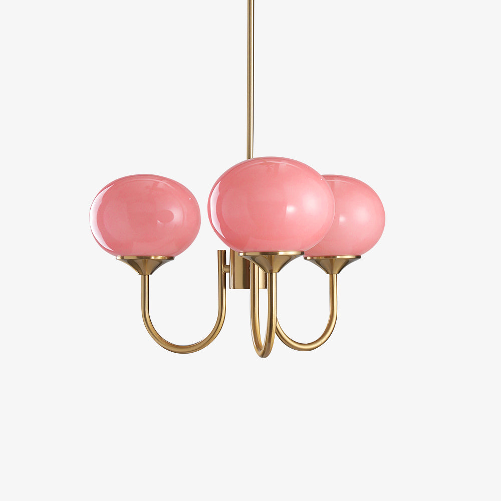 Alora Glass Chandelier, Pale Pink Shades, Copper or Chrome, 3 or 5 Lights