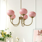 Alora Glass Chandelier, Pale Pink Shades, Copper or Chrome, 3 or 5 Lights