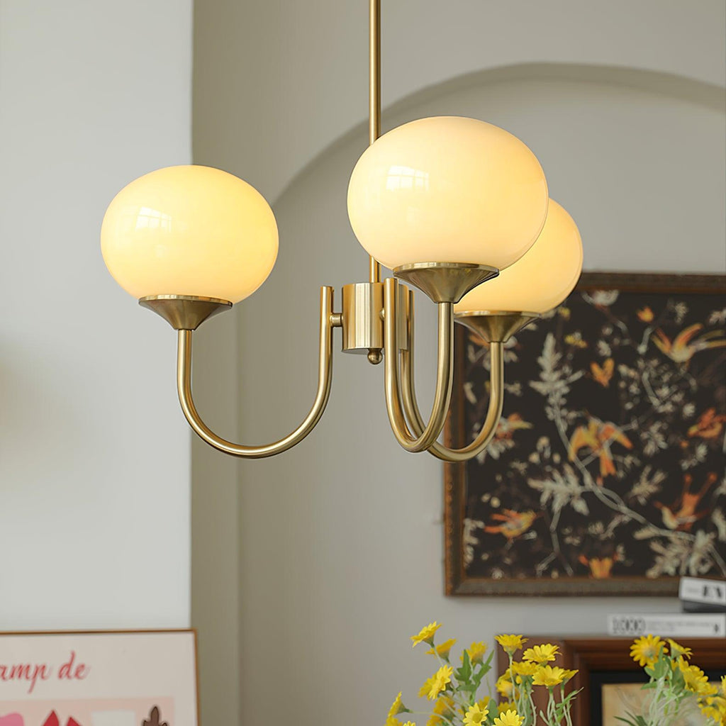 Alora Glass Chandelier, Pale Pink Shades, Copper or Chrome, 3 or 5 Lights