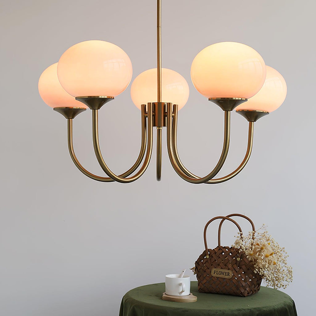 Alora Glass Chandelier, Pale Pink Shades, Copper or Chrome, 3 or 5 Lights