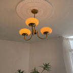 Alora Glass Chandelier, Pale Pink Shades, Copper or Chrome, 3 or 5 Lights