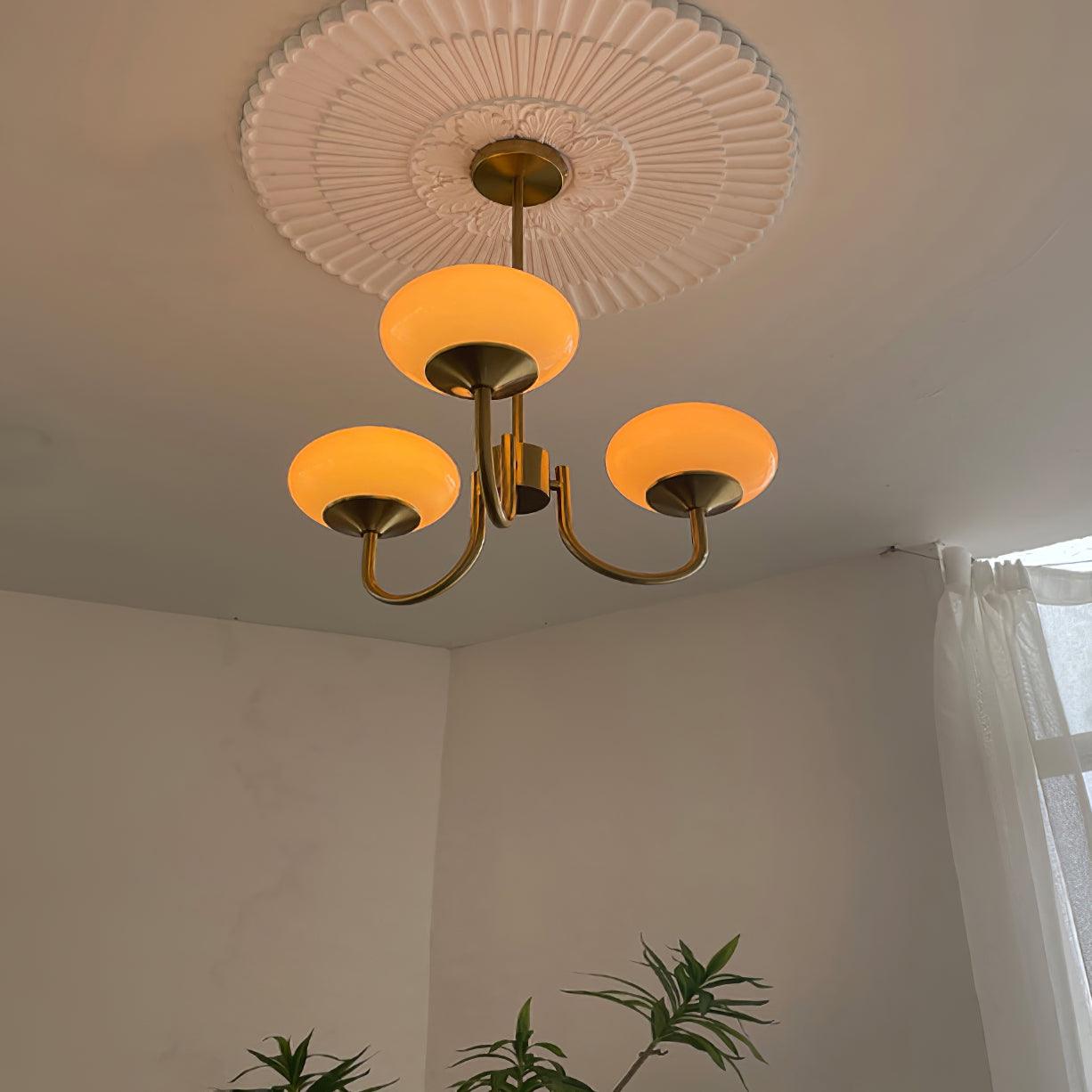 Alora Glass Chandelier, Pale Pink Shades, Copper or Chrome, 3 or 5 Lights