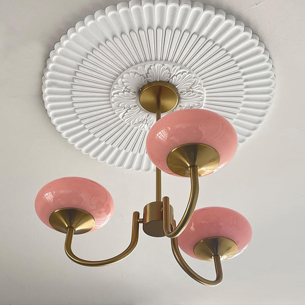 Alora Glass Chandelier, Pale Pink Shades, Copper or Chrome, 3 or 5 Lights