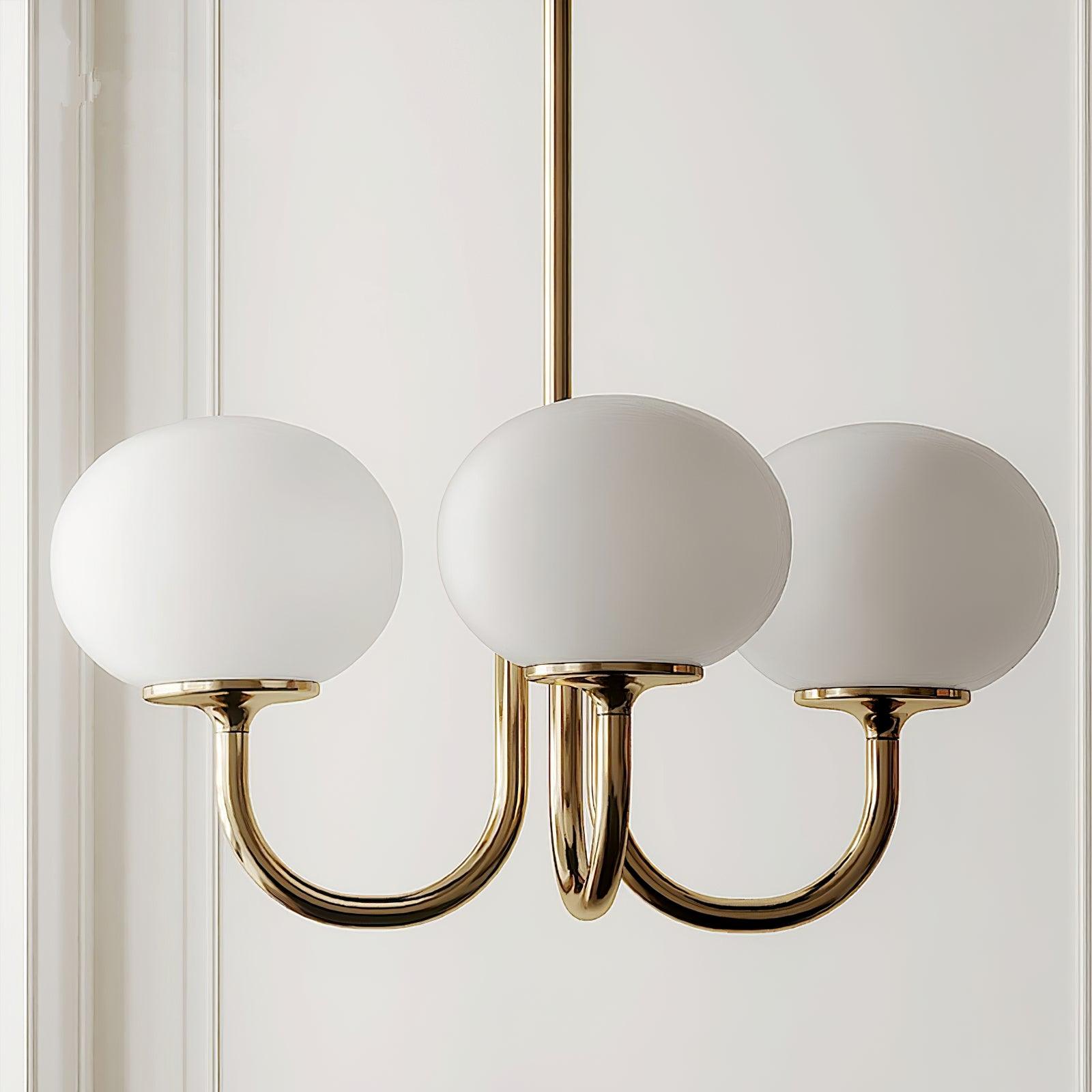 Alora Glass Chandelier, Pale Pink Shades, Copper or Chrome, 3 or 5 Lights