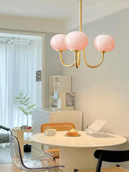 Alora Glass Chandelier, Pale Pink Shades, Copper or Chrome, 3 or 5 Lights
