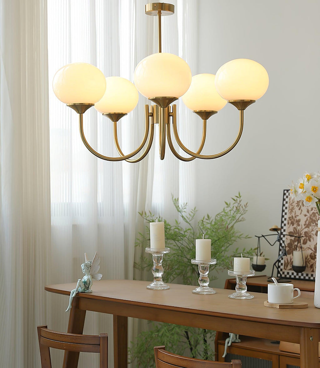 Alora Glass Chandelier, Pale Pink Shades, Copper or Chrome, 3 or 5 Lights