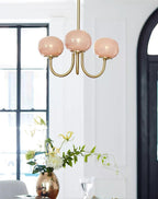 Alora Glass Chandelier, Pale Pink Shades, Copper or Chrome, 3 or 5 Lights