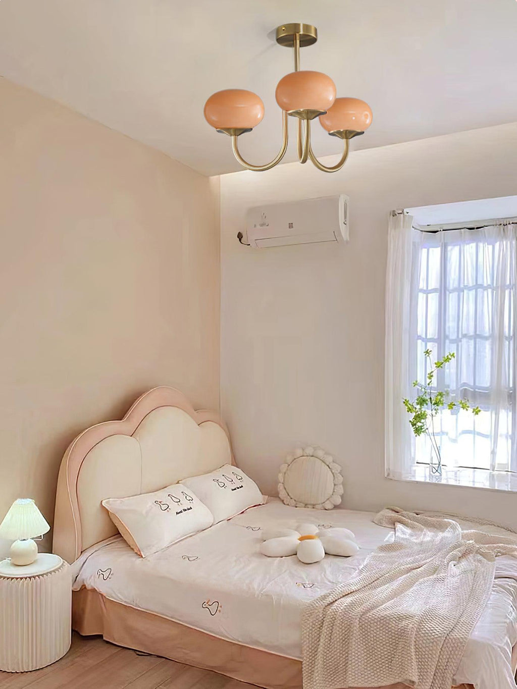 Alora Glass Chandelier, Pale Pink Shades, Copper or Chrome, 3 or 5 Lights