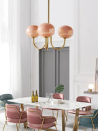 Alora Glass Chandelier, Pale Pink Shades, Copper or Chrome, 3 or 5 Lights