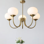 Alora Glass Chandelier, Pale Pink Shades, Copper or Chrome, 3 or 5 Lights