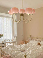 Alora Glass Chandelier, Pale Pink Shades, Copper or Chrome, 3 or 5 Lights