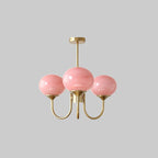 Alora Glass Chandelier, Pale Pink Shades, Copper or Chrome, 3 or 5 Lights